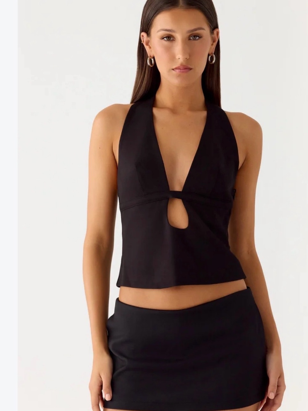 Peppermayo Black Halter Keyhole Camisole